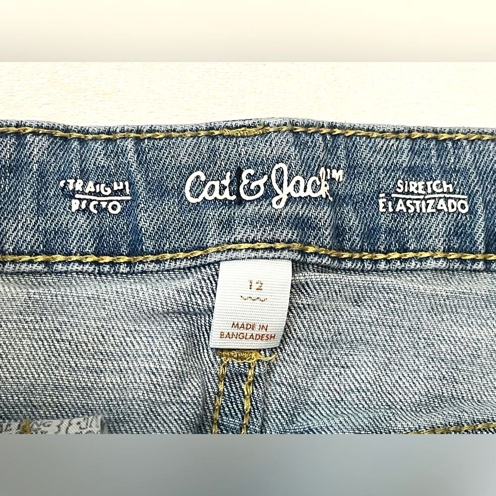 Cat & Jack (2 Pairs) Light Blue Straight Jeans Size 12 Adjustable Waistband - Picture 9 of 15